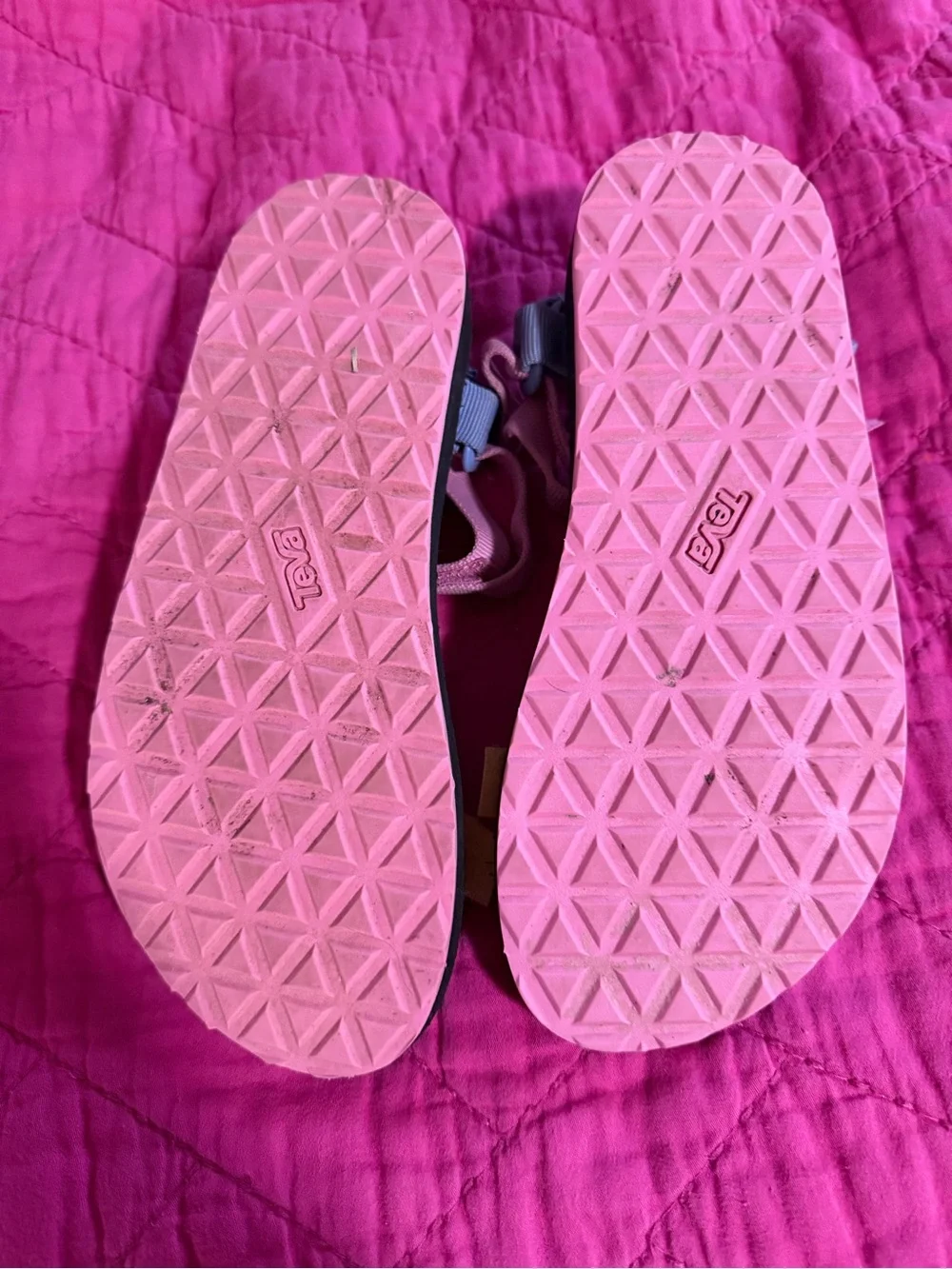 Teva Girl's Pink and Yellow Adjustable Strap Sandals